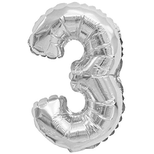 Folien-Ballons Heliumballons Buchstaben & Zahlen & Zeichen - 80CM GROßE Party-Dekoration XL für Geburtsag Hochzeit Feier - "3" in Silber von XXL LUFTBALLONS