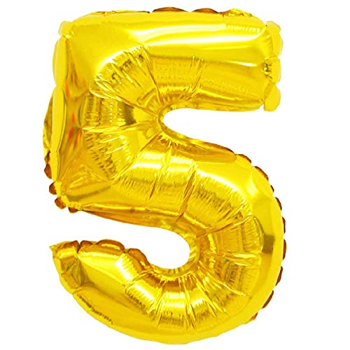 Folien-Ballons Heliumballons Buchstaben & Zahlen & Zeichen - 80CM GROßE Party-Dekoration XL für Geburtsag Hochzeit Feier - "5" in Gold von XXL LUFTBALLONS
