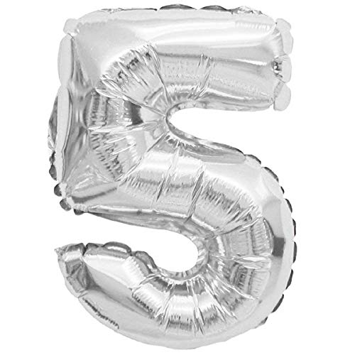 Folienballons Folienballons Buchstaben Zahlen und Zeichen in Gold 80cm Partydeko XXL Luftballons, Plastik, 5 - Silber, Silber von XXL LUFTBALLONS