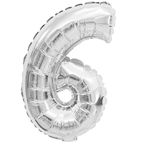 Folien-Ballons Heliumballons Buchstaben & Zahlen & Zeichen - 80CM GROßE Party-Dekoration XL für Geburtsag Hochzeit Feier - "6" in Silber von XXL LUFTBALLONS