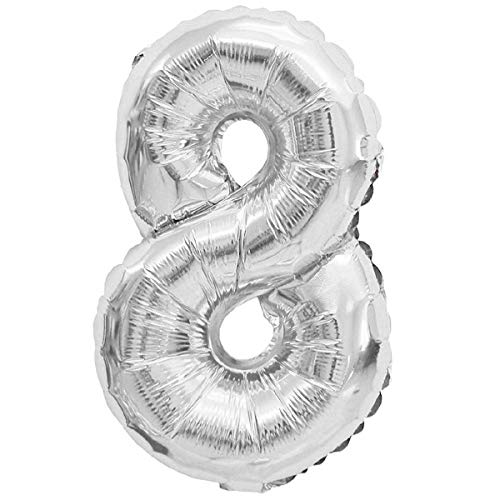 Folien-Ballons Heliumballons Buchstaben & Zahlen & Zeichen - 80CM GROßE Party-Dekoration XL für Geburtsag Hochzeit Feier - "8" in Silber von XXL LUFTBALLONS