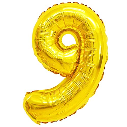 Folienballons Folienballons Buchstaben Zahlen Gold 80cm Partydeko XXL Luftballons, Plastik, Gold 9, Gold von XXL LUFTBALLONS