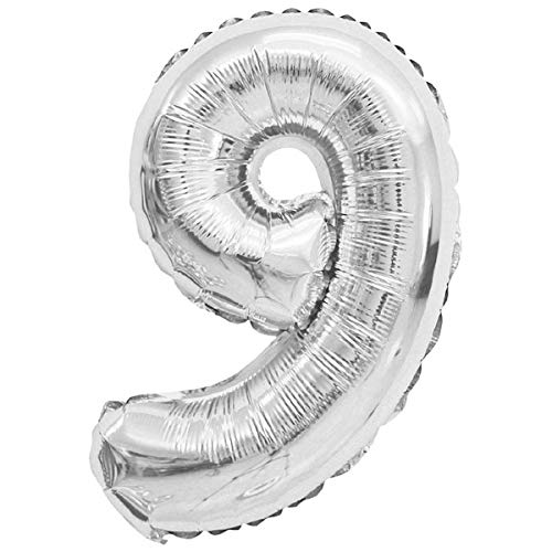 Folien-Ballons Heliumballons Buchstaben & Zahlen & Zeichen - 80CM GROßE Party-Dekoration XL für Geburtsag Hochzeit Feier - "9" in Silber von XXL LUFTBALLONS