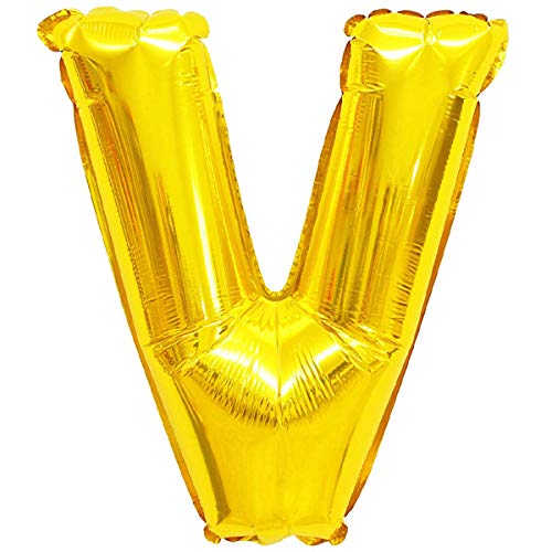 Folienballons - Buchstaben & Zahlen & Zeichen in Gold - 80 cm - Partydeko - XXL Luftballons, Plastik, V - Gold, Gold von XXL LUFTBALLONS