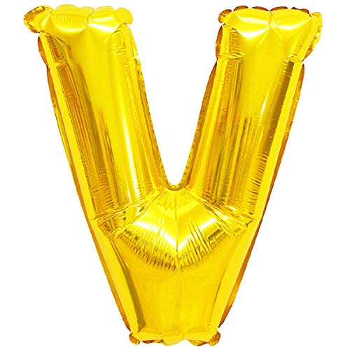 Folienballons - Buchstaben & Zahlen & Zeichen in Gold - 80 cm - Partydeko - XXL Luftballons, Plastik, V - Gold, Gold Folienballons - Buchstaben & Zahlen & Zeichen in Gold - 80 cm - Partydeko - XXL Luftballons, Plastik, V - Gold, Gold von XXL LUFTBALLONS