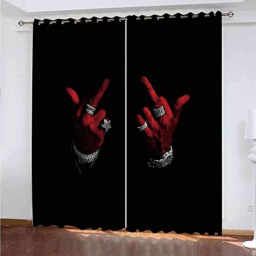 Gardine Blickdicht Rote Geste, Schallschutz Vorhang mit Ösen, Polyester Verdunklungsvorhänge 2er Set für Modern kinderzimmer Mädchen Junge Schlafzimmer Vorhänge 2 x 117 x 183 cm（B X H） von XXXXAWA