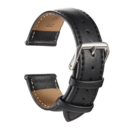 XYLRSMH UhrenarmbäNder Lederband 46mm Armband Echtleder Band Gürtel Armband Armband Armband ErsatzarmbäNder(All Black,24mm) von XYLRSMH