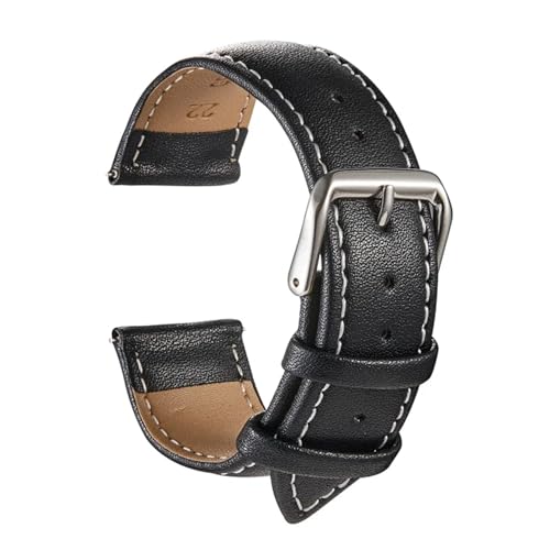 XYLRSMH UhrenarmbäNder Lederband 46mm Armband Echtleder Band Gürtel Armband Armband Armband ErsatzarmbäNder(Black White Line,24mm) von XYLRSMH