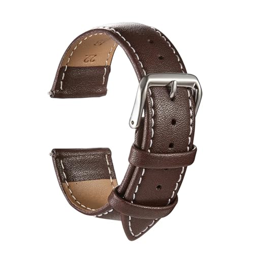 XYLRSMH UhrenarmbäNder Lederband 46mm Armband Echtleder Band Gürtel Armband Armband Armband ErsatzarmbäNder(Brown White Line,22mm) von XYLRSMH
