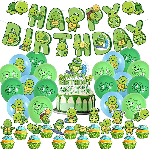 Schildkröten-Geburtstagsfeierdekorationen Schildkröte,SchildkröteGeburtstagsfeierdekorationen，Kindergeburtstagsfeierdekorationen,Geburtstagsdekorationen (XAOH0043B) von XYPNRTMP