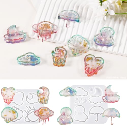 XYQHOAC 2 Stück Mondwolke Herz Treibsand Harz Shaker Formen für Epoxidharz Schlüsselanhänger & DIY Charm Anhänger Handwerk von XYQHOAC