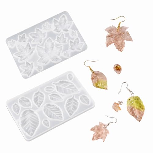 XYQHOAC Ahornblatt-Ohrring-Form, Schmuck-Silikonformen mit Loch, Blättern, Ohrringen, Epoxidharz, Schmuckformen-Set für DIY-Ohrringe, Anhänger, Schlüsselanhänger, Schmuckherstellung (Blattform) von XYQHOAC