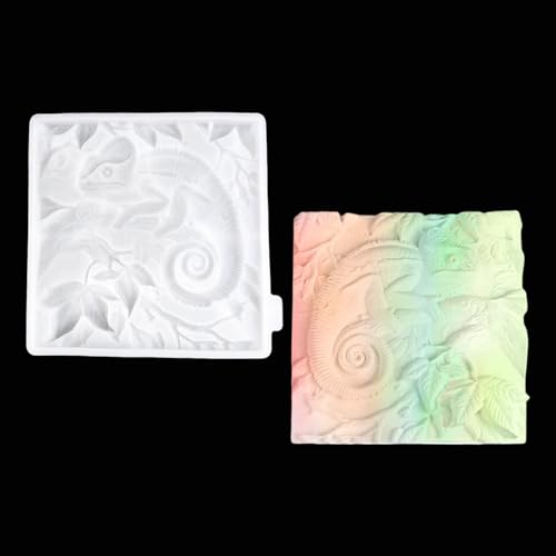 XYQHOAC Chamäleon-Harzform, 3D-Tier-Silikonform, Eidechse, Epoxid-Formen, Gecko, Wandbehang, Silikonform für Epoxidharz, Gießen, DIY, Kunst, Handwerk, Wand, Tür, Dekoration (weiß) von XYQHOAC