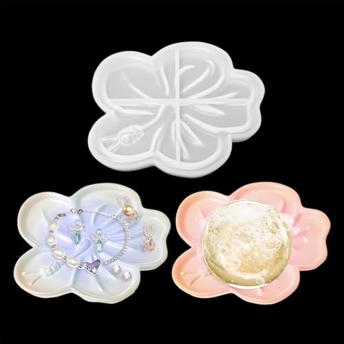 XYQHOAC Silikon-Blumenschale, Silikonform, Schmuck, Schmuck, Seifenschale, Form für Epoxidharz, DIY, Schmuck, Ring, Schale, Süßigkeiten, Kerzenhalter, Heimdekoration (weiß) von XYQHOAC