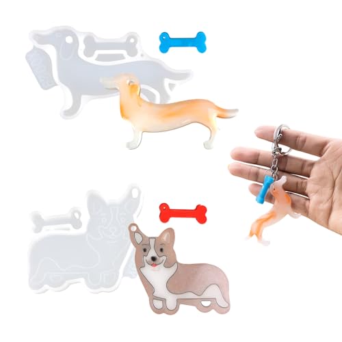 XYQHOAC Silikon-Form für Hunde-Schlüsselanhänger, Dackel, Corgi-Anhänger-Formen mit Loch, Epoxidharz, Guss, Schlüsselanhänger, Anhänger, Schmuckherstellung, 2 Stück XYQHOAC Silikon-Form für Hunde-Schlüsselanhänger, Dackel, Corgi-Anhänger-Formen mit Loch, Epoxidharz, Guss, Schlüsselanhänger, Anhänger, Schmuckherstellung, 2 Stück von XYQHOAC