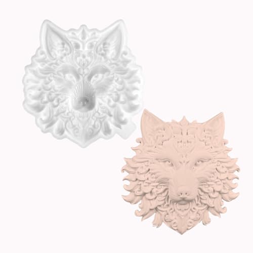 XYQHOAC Wolfskopf-Harzformen, 3D-Tier-Silikonform, Wolf, Epoxidharz, Wandbehang, Harzform, Wolfskopf, Silikonformen für Harzguss, DIY, Kunst, Handwerk, Wand, Tür, Dekoration (weiß) von XYQHOAC
