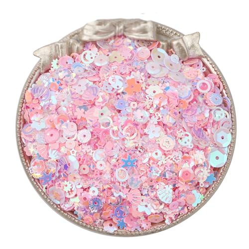 XYUERU Farbige Flache Pailletten, lose PVC-Pailletten mit Loch for Basteln, Sticken, Basteln, Verzierungen, Nähen, Dekoration(Pink) von XYUERU