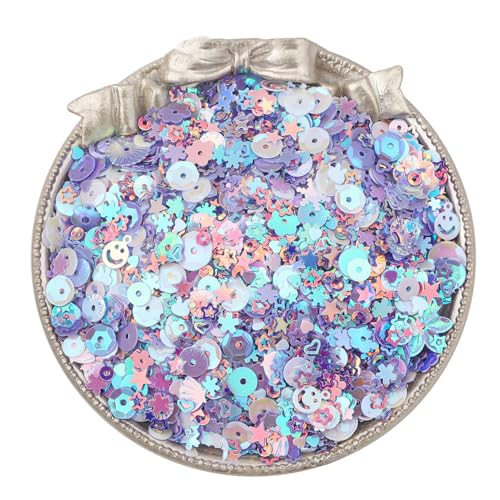 XYUERU Farbige Flache Pailletten, lose PVC-Pailletten mit Loch for Basteln, Sticken, Basteln, Verzierungen, Nähen, Dekoration(Purple) von XYUERU