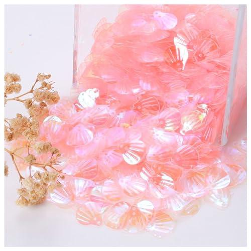 XYUERU Flache Pailletten in Muschelform, PVC-Applikation, glänzender Glitzer, mit Loch, lose Dekor-Paillette for Nähen, Dekoration, DIY-Kleidung, Zubehör, Partyzubehör(Pink) von XYUERU