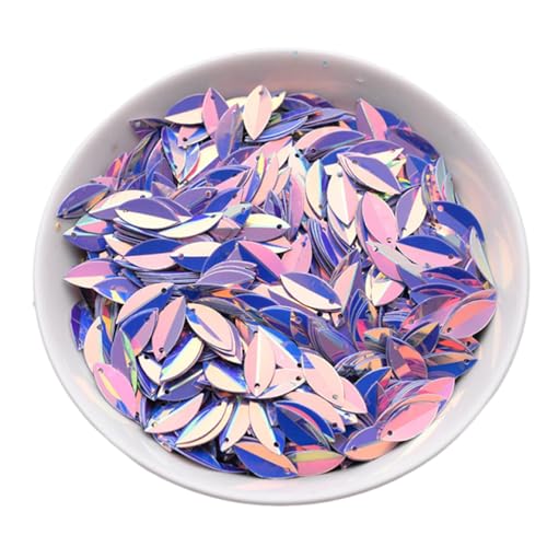 XYUERU Ovale gefaltete Pailletten, verfärbte Blatt-Pailletten mit Loch zur Schmuckherstellung, Ohrringe, Hochzeitskleidung, Stickapplikation(Purple) von XYUERU
