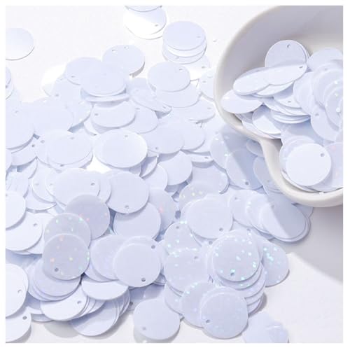 XYUERU Runde Pailletten for Basteln, runde, Flache, lose PVC-Pailletten mit Loch for Nähen von Hochzeitsbastelzubehör(White,8mm) von XYUERU