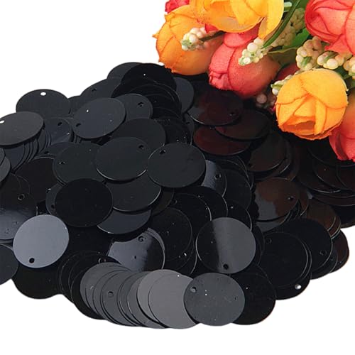 XYUERU Runde lose PVC-Pailletten, 10–30 mm kreisförmige Flache Pailletten, for Basteln, for Hochzeitsdekorationen, Nähzubehör(Black,10mm) von XYUERU