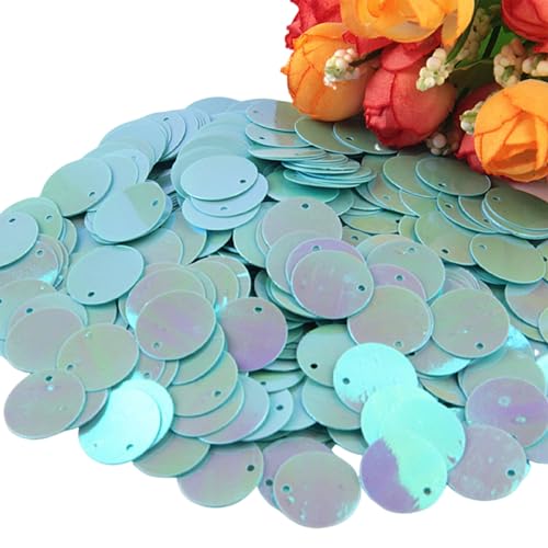 XYUERU Runde lose PVC-Pailletten, 10–30 mm kreisförmige Flache Pailletten, for Basteln, for Hochzeitsdekorationen, Nähzubehör(Blue,30mm) von XYUERU
