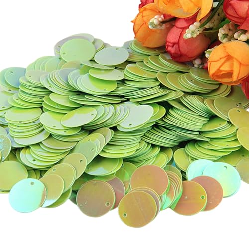 XYUERU Runde lose PVC-Pailletten, 10–30 mm kreisförmige Flache Pailletten, for Basteln, for Hochzeitsdekorationen, Nähzubehör(Green,15mm) von XYUERU