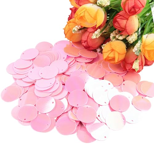 XYUERU Runde lose PVC-Pailletten, 10–30 mm kreisförmige Flache Pailletten, for Basteln, for Hochzeitsdekorationen, Nähzubehör(Pink,25mm) von XYUERU