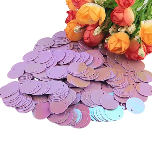 XYUERU Runde lose PVC-Pailletten, 10–30 mm kreisförmige Flache Pailletten, for Basteln, for Hochzeitsdekorationen, Nähzubehör(Purple,20mm) von XYUERU