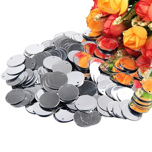 XYUERU Runde lose PVC-Pailletten, 10–30 mm kreisförmige Flache Pailletten, for Basteln, for Hochzeitsdekorationen, Nähzubehör(Silver,15mm) von XYUERU