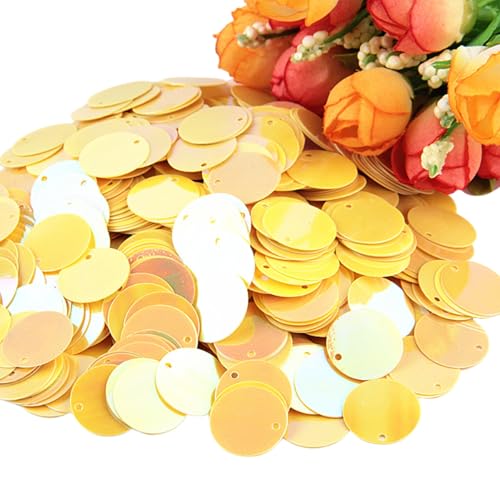 XYUERU Runde lose PVC-Pailletten, 10–30 mm kreisförmige Flache Pailletten, for Basteln, for Hochzeitsdekorationen, Nähzubehör(Yellow,10mm) von XYUERU