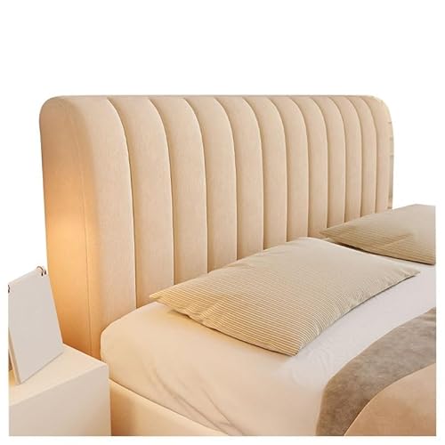 XYUERU Stretch Dehnbare Kopfteilbezug,Bett Kopfteil Bezug Weicher Samtstoff Gepolstert Bezug All-Inclusive Gesteppte Längsstreifen Nordische Volltonfarbe Bettkopfteil für Schlafzimmer(Yellow,180cm) von XYUERU
