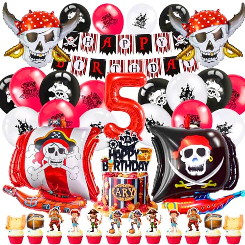 Pirate Geburtstagsdeko Luftballons 5 Jahre,51 Pcs Piratenschiff Deko Kindergeburtstag,Piratenparty Deko Ballons Geburtstag,Piraten Geburtstagsfeier Versorgungen von XYWOQS