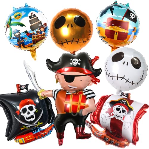 Piraten Geburtstagsdeko Ballon 7 Pcs,Piraten Kindergeburtstag Deko Jungen,Piratenschiff Folienballon Piratenparty Ballons Geburtstag von XYWOQS