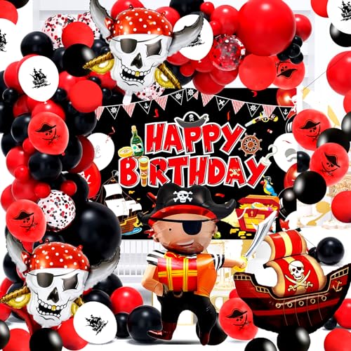 Piraten Kindergeburtstag Deko 67 Pcs,Piraten Geburtstag Luftballons,Piraten Deko Ballons Helium,Piratenparty Geburtstag Deko Junge Mädchen,Pirate Geburtstag Kit mit Kulissen,Folienballons,Bannern von XYWOQS