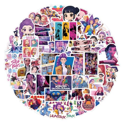 110PC Huntrix Kpop Stickers Huntrix Merch Rumi Mira Zoey Stickers Saja Boys Jinu Derpy Cat Aufkleber Waterproof wasserdicht Vinyl Aufkleber für Teenager Mädchen Laptop Telefon von XYYYHTL