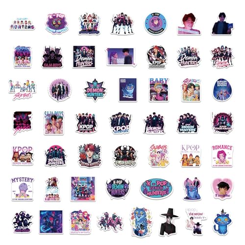 50PC K𝘱𝘰𝘱 D𝘦𝘮𝘰𝘯 H𝘶𝘯𝘵𝘦𝘳𝘴 Stickers Huntrix Merch Rumi Mira Zoey Stickers Saja Boys Jinu Derpy Cat Aufkleber Waterproof wasserdicht Vinyl Aufkleber für Teenager Mädchen Laptop Telefon von XYYYHTL