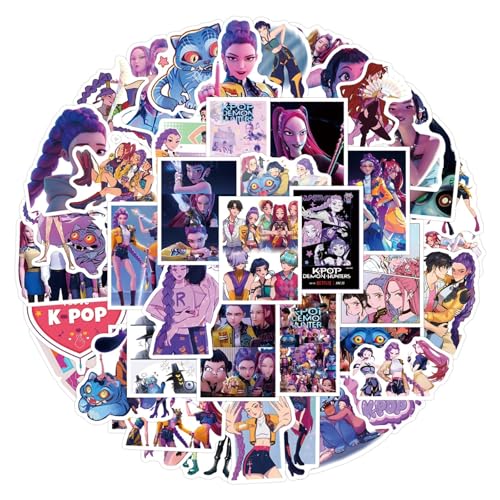55PC Kpop Demon Hunters Stickers Huntrix Merch Rumi Mira Zoey Stickers Saja Boys Jinu Derpy Cat Aufkleber Waterproof wasserdicht Vinyl Aufkleber für Teenager Mädchen Laptop Telefon Notebook Journal von XYYYHTL