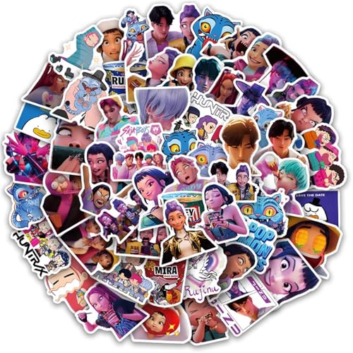 60PC K𝘱𝘰𝘱 D𝘦𝘮𝘰𝘯 H𝘶𝘯𝘵𝘦𝘳𝘴 Stickers Huntrix Merch Rumi Mira Zoey Stickers Saja Boys Jinu Derpy Cat Aufkleber Waterproof wasserdicht Vinyl Aufkleber für Teenager Mädchen Laptop Telefon von XYYYHTL