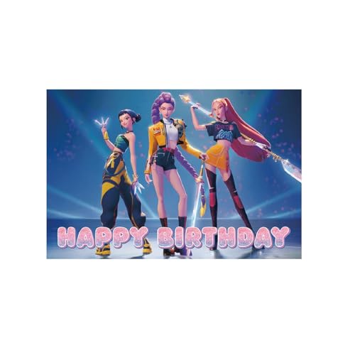 Kpop 𝘋𝘦𝘮𝘰𝘯 Hunters Geburtstags Deko Huntrix Rumi Mira Zoey Jinu Saja Boys Kuchen Topper Cupcake Toppers Banner Party Dekorationen Zubehör für Kinder Fans von XYYYHTL