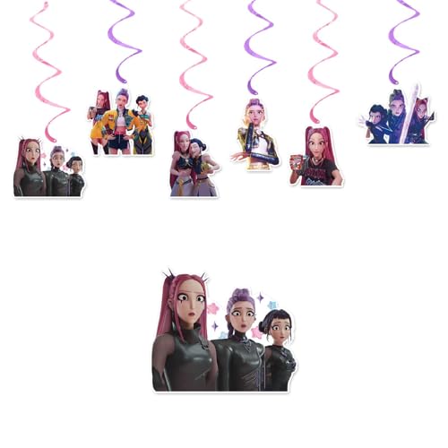 Kpop 𝘋𝘦𝘮𝘰𝘯 Hunters Geburtstags Deko Huntrix Rumi Mira Zoey Jinu Saja Boys Kuchen Topper Cupcake Toppers Banner Party Dekorationen Zubehör für Kinder Fans von XYYYHTL
