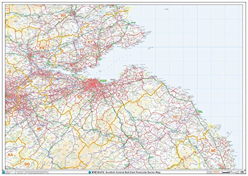 Postleitzahl Sektorkarte – (S18) – Schottischer Zentralgürtel Ost – Wandkarte, kunststoffbeschichtet von XYZ Maps