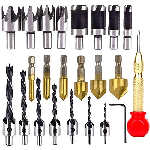 23 Stück Kegelsenker Bit Set, Holzbearbeitung sbohrwerkzeuge enthalten 6 Stück Kegel-Bohrer,7 Dreispitz-Bohrer, 8 Stück Holzdübel-Schneider für Holz DIY Bohren 23 Stück Kegelsenker Bit Set, Holzbearbeitung sbohrwerkzeuge enthalten 6 Stück Kegel-Bohrer,7 Dreispitz-Bohrer, 8 Stück Holzdübel-Schneider für Holz DIY Bohren von XYZDOUBLE