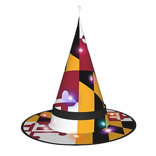 XZDLXJ Flagge von Maryland, leuchtender Hexenhut für Festivals und Partys, faltbar und leicht von XZDLXJ