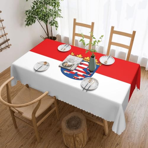 XZDLXJ Rechteckige, wasserdichte Tischdecke mit der Flagge von Hessen, knitterarm und waschbar, für Langlebigkeit bei wiederholtem Gebrauch XZDLXJ Rechteckige, wasserdichte Tischdecke mit der Flagge von Hessen, knitterarm und waschbar, für Langlebigkeit bei wiederholtem Gebrauch von XZDLXJ