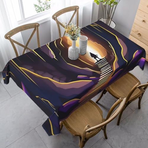 XZDLYY ChillingCaverns Tischdecke, weich, rechteckig, 89 x 140 cm, für Esszimmer, Party, Picknick, Hochzeit, Brunch oder Buffet von XZDLYY