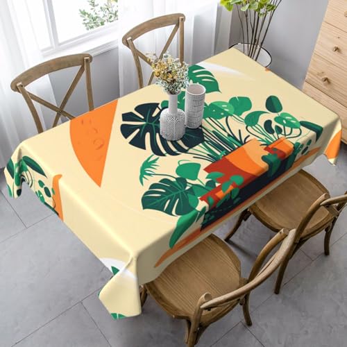 XZDLYY Tischdecke, weich, rechteckig, Cartoon-Monstera, für den Innenbereich, 89 x 140 cm, für Esszimmer, Party, Picknick, Hochzeit, Brunch oder Buffet von XZDLYY