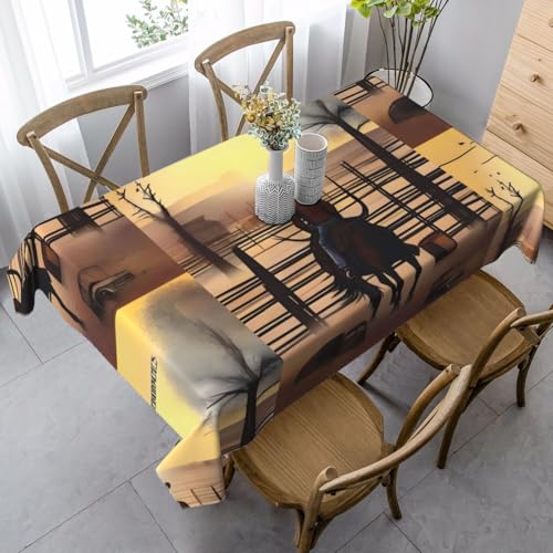 XZDLYY Tischdecke, weich, rechteckig, Cowboy-Chroniken, 89 x 140 cm, für Esszimmer, Party, Picknick, Hochzeit, Brunch oder Buffet von XZDLYY