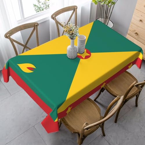 XZDLYY Tischdecke, weich, rechteckig, Flagge von Grenada, 89 x 140 cm, für Esszimmer, Party, Picknick, Hochzeit, Brunch oder Buffet von XZDLYY